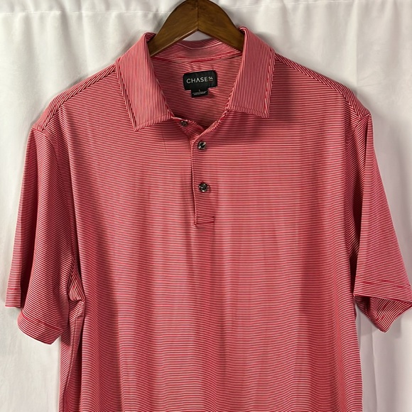 🛍 6 for $35 • Chase 54 Red & White Striped Golf Polo Shirt - Picture 3 of 16